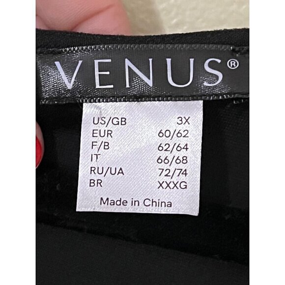 Venus Womens 3X Black Lace-Overlay Bell Sleeve Romperplus Size party event - Picture 6 of 14